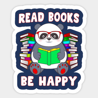 Read Books Be Happy Panda Reading Literacy Sticker